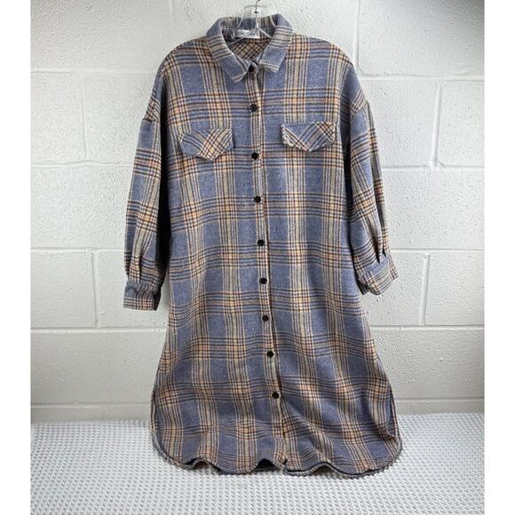 The Open Product Button Front Long Sleeve Plaid Dress Women’s Sz S Approximately - Picture 1 of 12